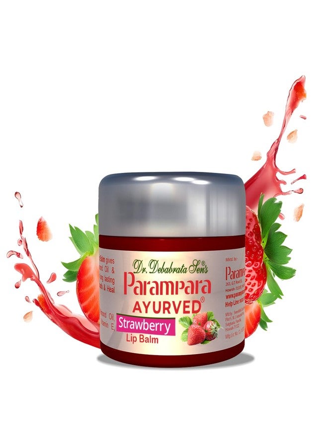 Parampara Ayurved Strawberry Lip Balm | Herbal Lip Care Gel for Dry Lips | Enriched with Strawberry Aloe Vera & Sweet Almond Oil | Long Lasting Moisturizer | Soft & Smooth | 25g - Image 2